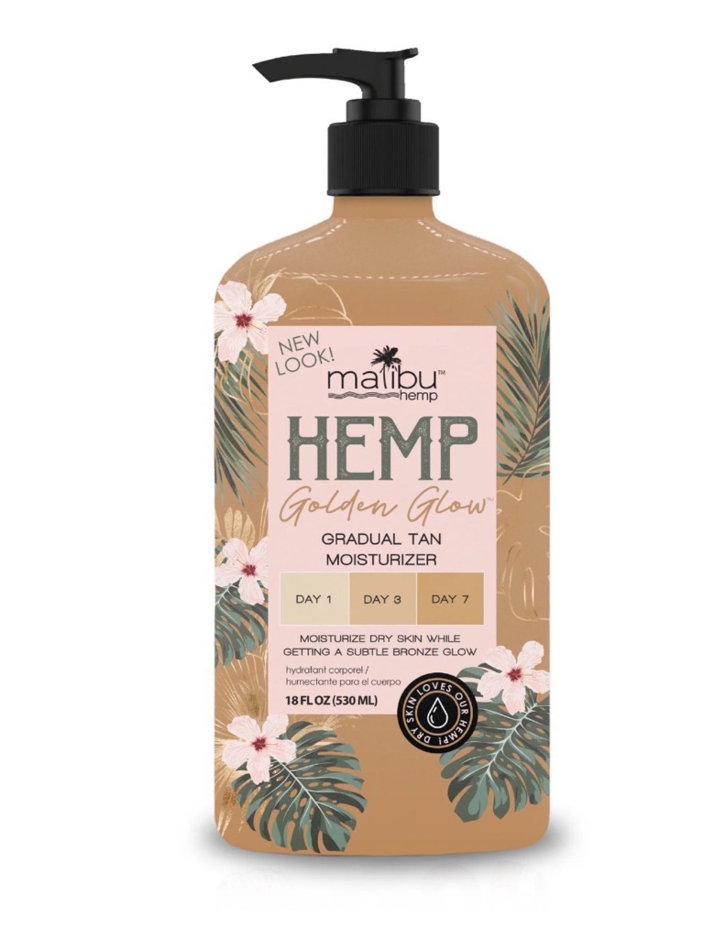 Malibu Hemp Golden Glow Gradual Tan Moisturizer - 18oz